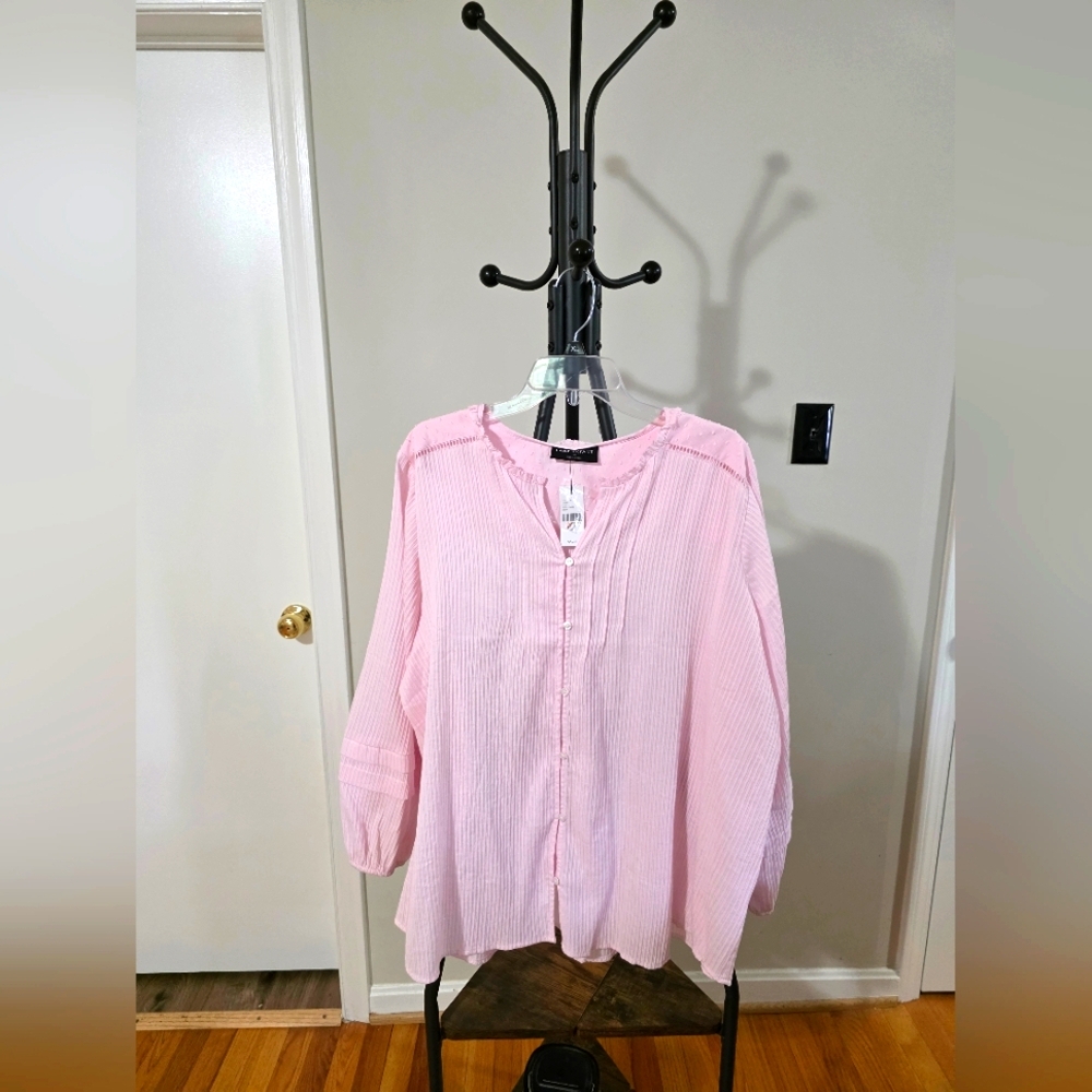 Lane Bryant Pink Button-Up Blouse